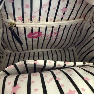 Pink and Black Striped Women's cute Backpack